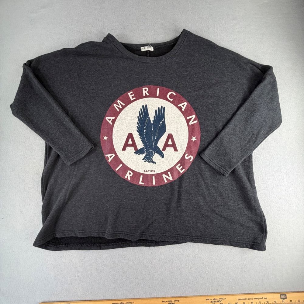 American Airlines Eagle Sweatshirt Womens 2XL Gray Boxy Oversized Retro Slouchy